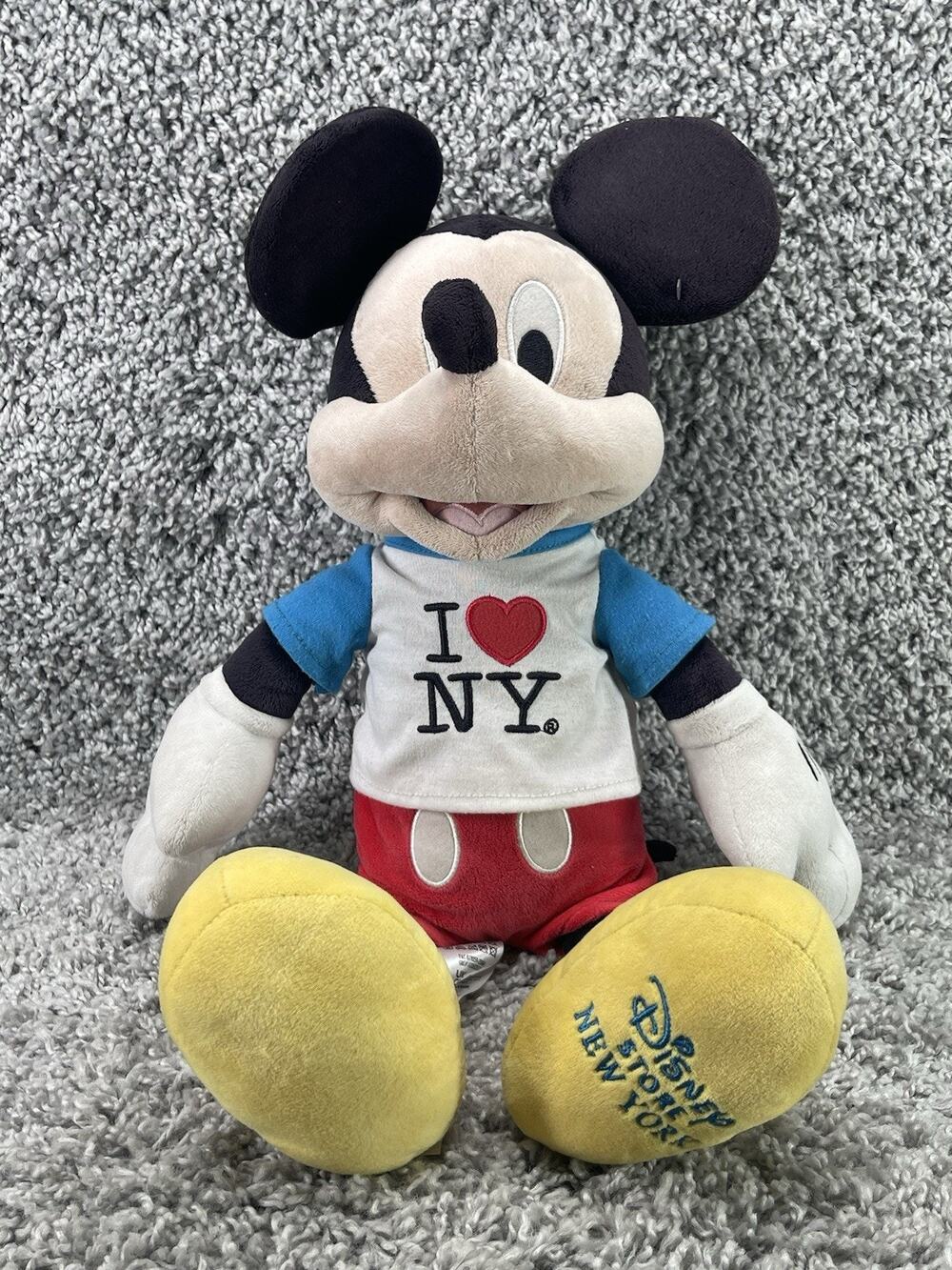 Disney Store NYC Authentic 17" Mickey Mouse I Love New York Plush Toy Figure